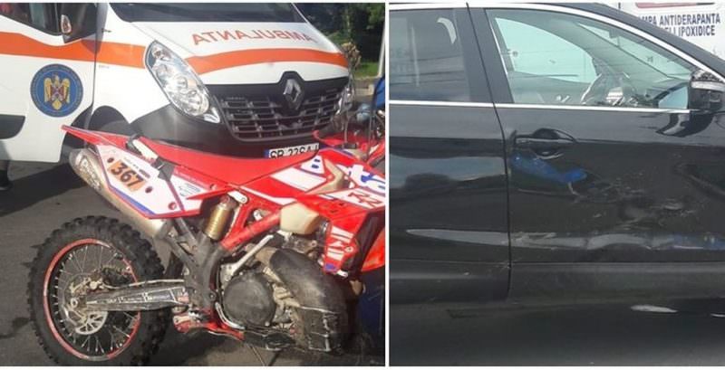 foto accident în față hotelului ramada - motociclist străin rănit