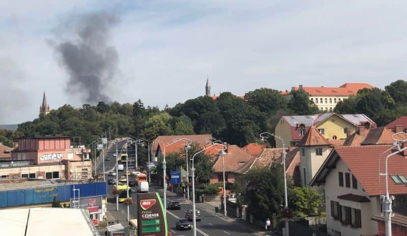 foto video incendiu puternic în sibiu. fumul se vede în tot orașul