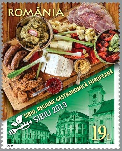 emisiune de mărci poștale cu „sibiu, regiune gastronomică europeană”