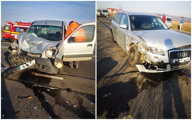 update foto accident la tălmaciu - două mașini făcute praf