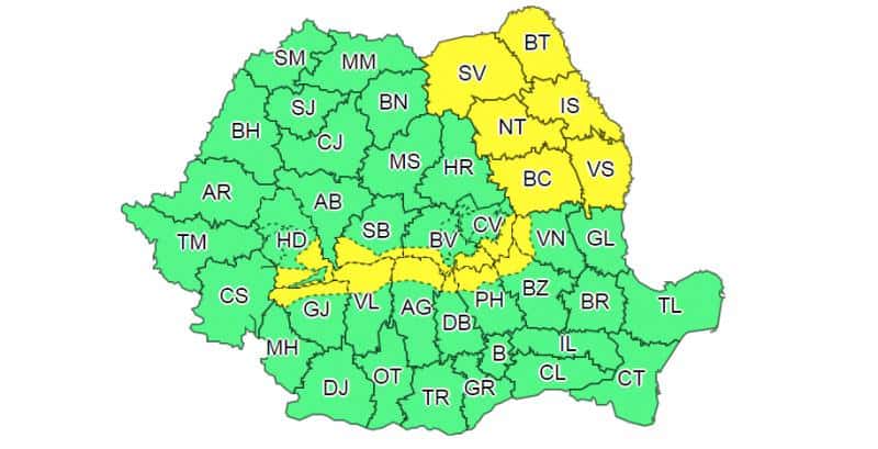 o parte din județul sibiu sub cod galben de ninsoare și viscol