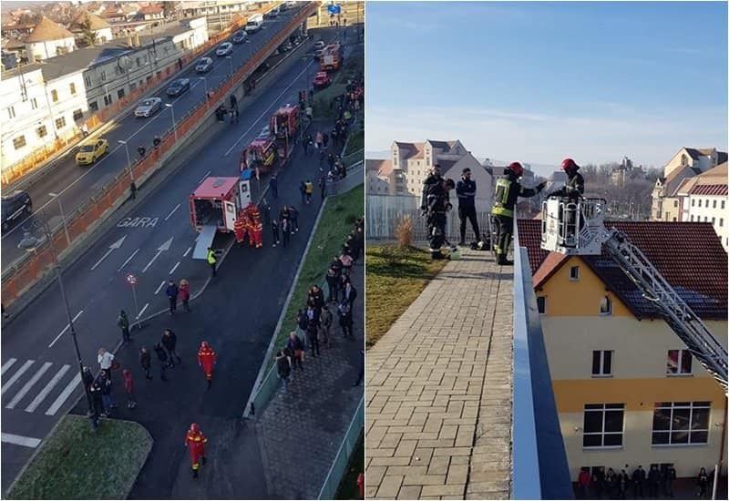 intervenția tip exercițiu a pompierilor de la promenada sibiu - incendiu de mașină și la o sală de cinema