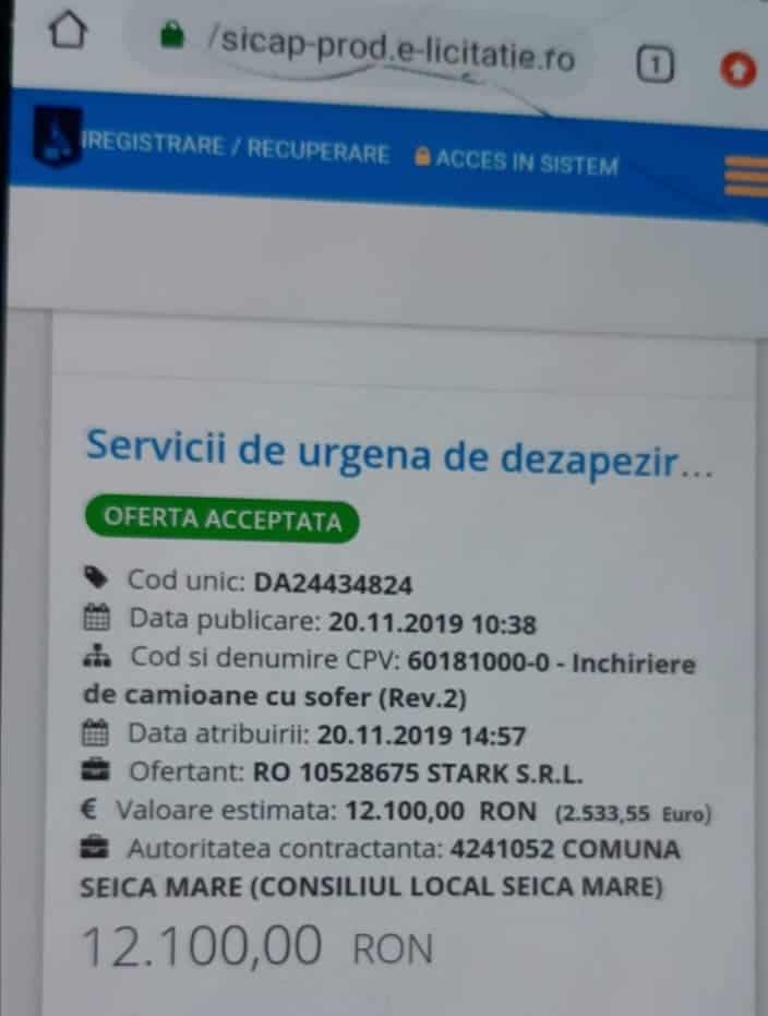 update: primăria șeica mare a contractat deszăpezire de 10.000 de euro dar nu plătește decât dacă ninge