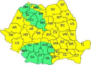 Schimbare radicală de vreme - Coduri portocalii și galbene - Două vizează și Sibiul