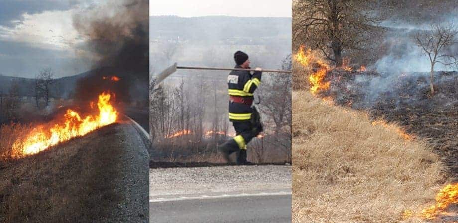 foto incendii la bradu și la glâmboaca - au ars hectare întregi de vegetație uscată