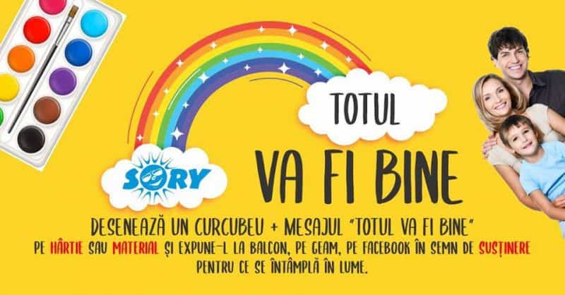 concurs pentru sibienii care stau acasă - desenează un curcubeu cu mesajul „totul va fi bine”