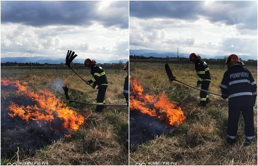 FOTO: Incendii de vegetație lângă autostradă și pe Dealul Dăii