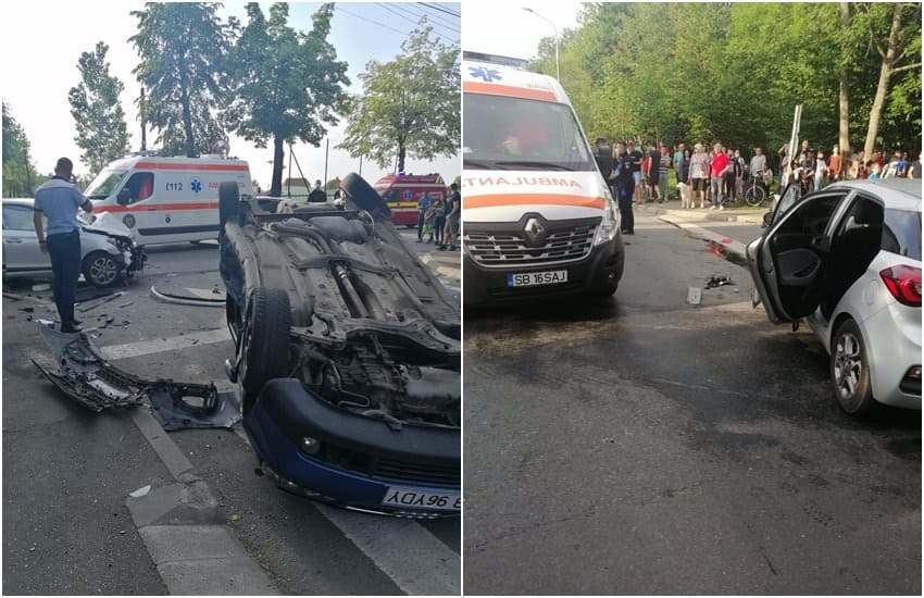 video foto: accident la sibiu - patru persoane rănite