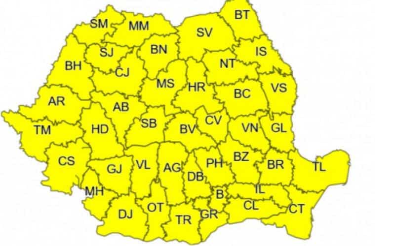 cod galben de instabilitate atmosferică și disconfort termic la sibiu - până joi seară