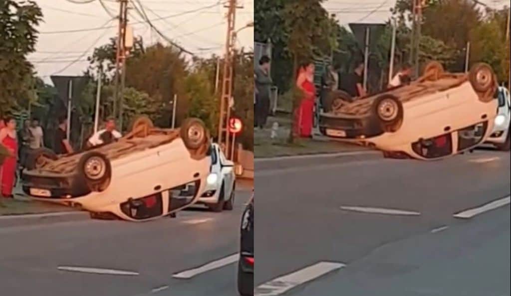 update video accident violent pe calea șurii mici - un matiz s-a răsturnat