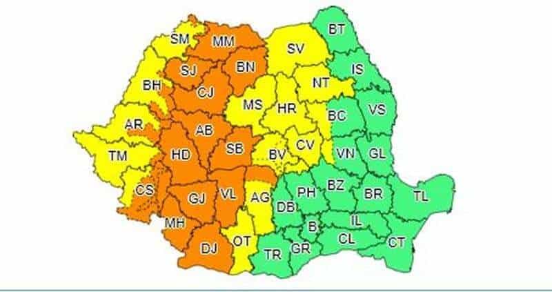 cod portocaliu de ploi torențiale în județul sibiu