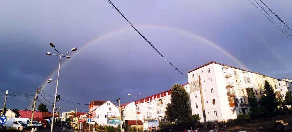 FOTO: Curcubeu dublu peste Sibiu - Spectacolul naturii, surprins de sibieni