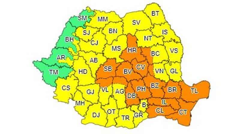 cod portocaliu în județul sibiu - ploi torențiale, vijelii și grindină