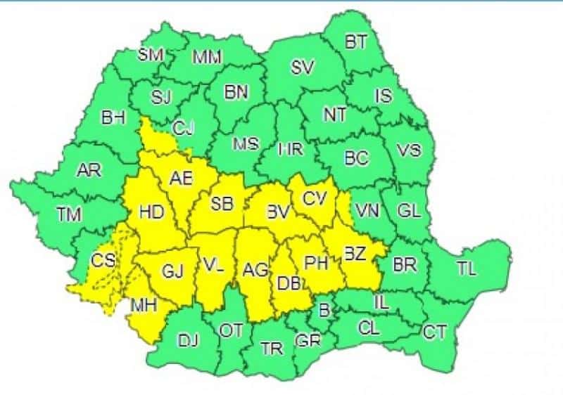 Se schimbă vremea - Cod galben de ploi și vijelii marți la Sibiu