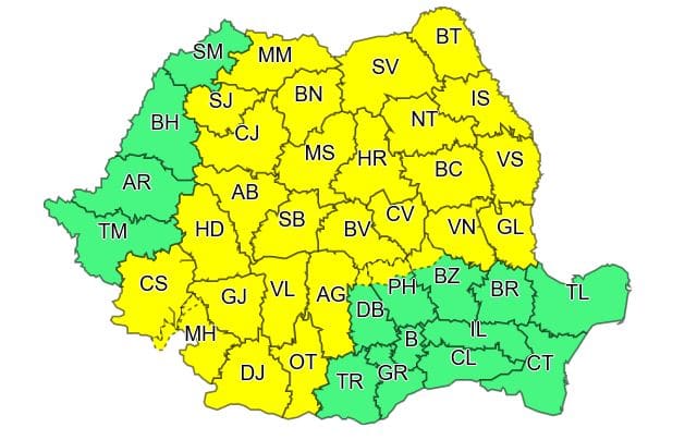 sibiul sub cod galben de instabilitate atmosferică