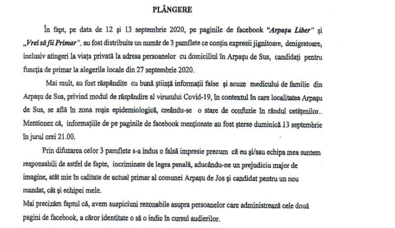 Scandal electoral la Arpașu de Jos - Război în on-line cu conturi false. S-a lăsat cu plângeri penale