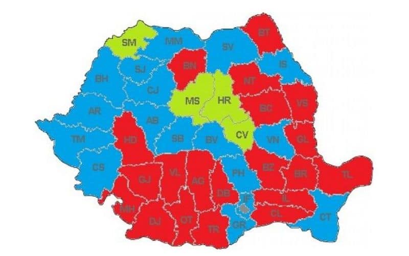 harta politică a româniei - ce culoare politică au președinții de consilii județene. sunt multe surprize!