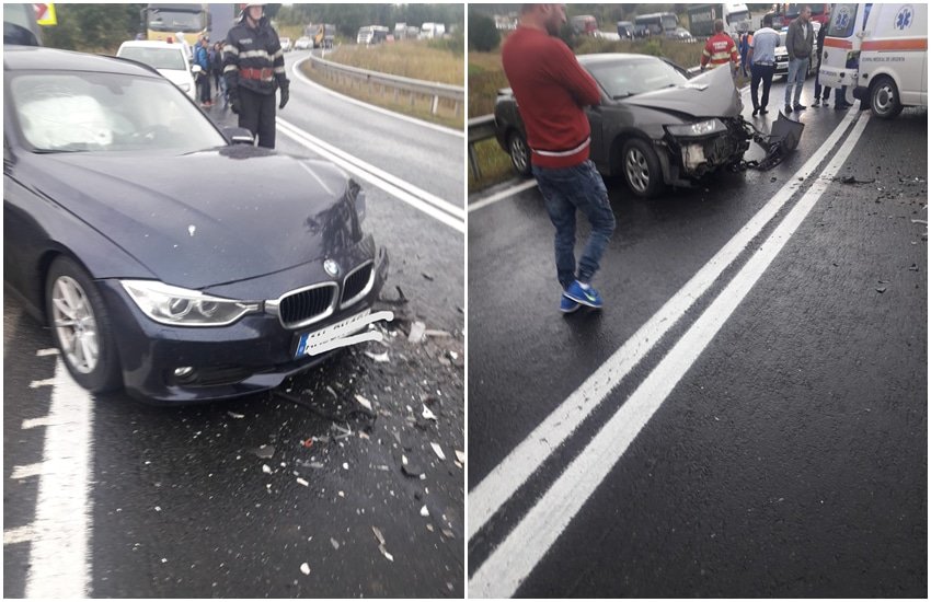 update foto: accident cu trei răniți pe hula bradului din cauza unui șofer care a depășit în curbă