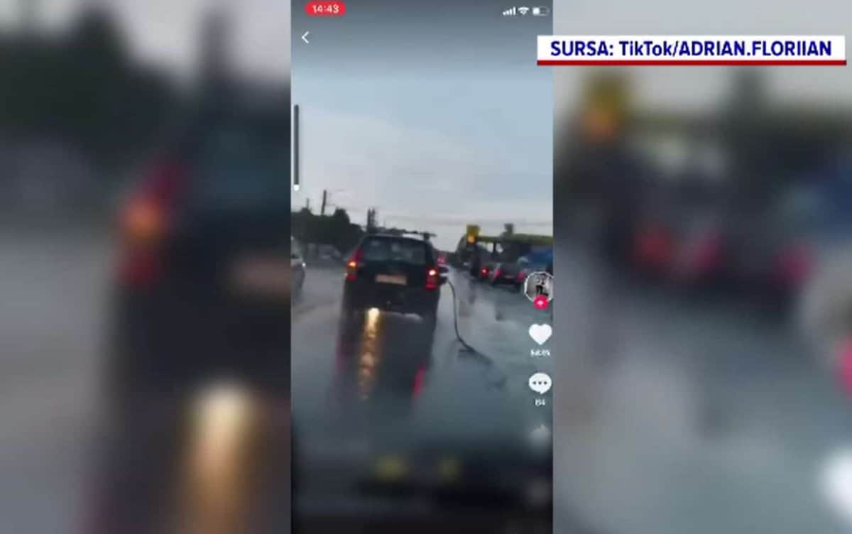 video viral – un șofer a plecat din benzinărie cu tot cu furtunul de alimentare