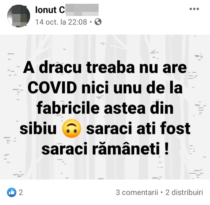 jandarmul sibian mort de covid nu credea în virus - „cât de săraci sunteți să luați bani să ziceți că aveți corona?”