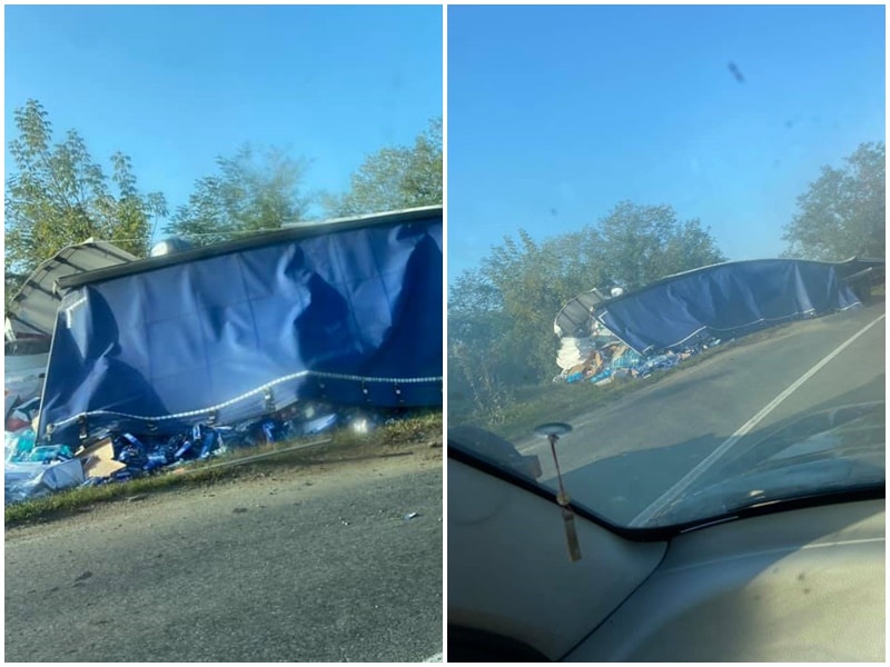 autoaccident pe dealul dăii - un tir s-a răsturnat