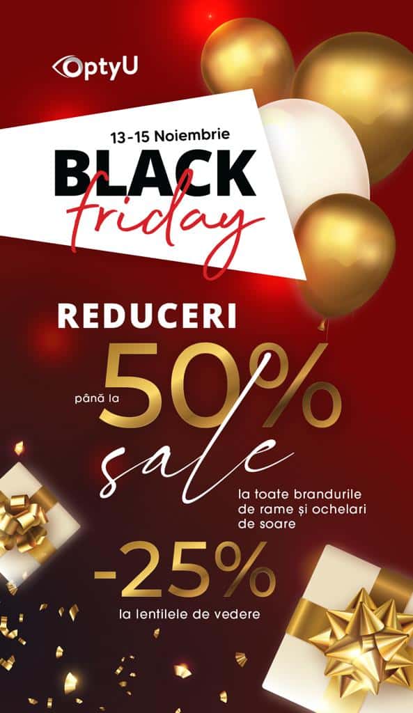 Black Friday la OptyU – reduceri la ochelari de soare, rame și lentile