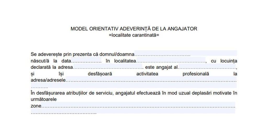 modelul adeverinței de la angajator în carantină la sibiu - e obligatoriu să o aveți!