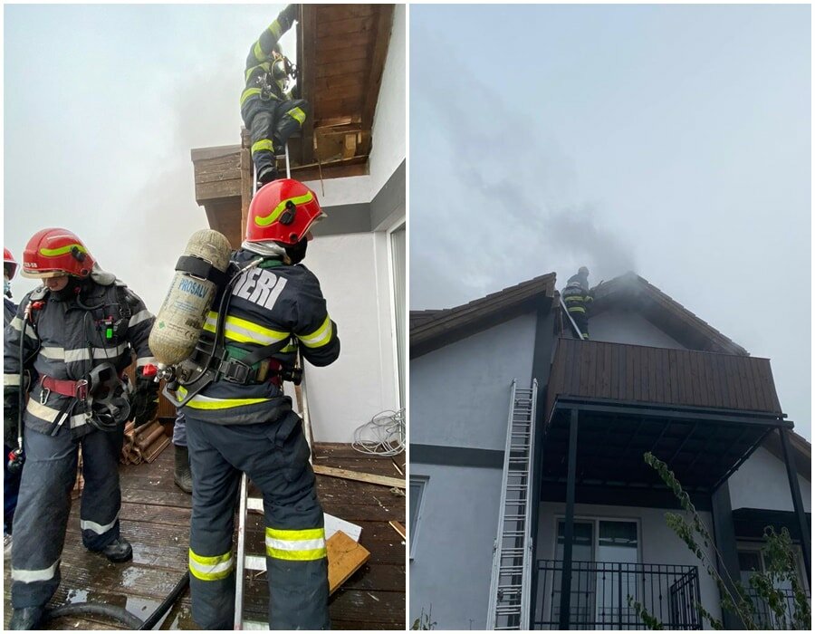 foto: incendiu la o pensiune din ocna sibiului - a ars acoperișul, mansarda și o cameră tehnică