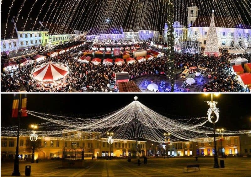 video foto - atmosfera de sărbători - sibiu 2019 versus 2020 - anul trecut plin de viață, acum pustiu și trist