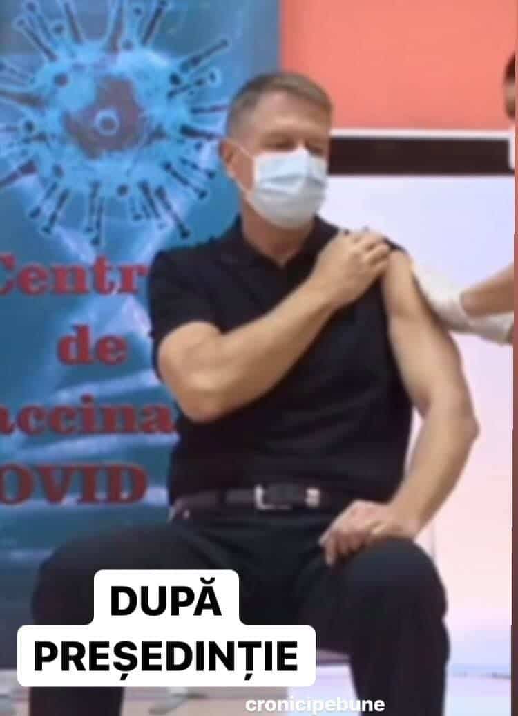 Glume pe seama lui Iohannis după ce s-a vaccinat - Internauții impresionați de "brandul" președintelui