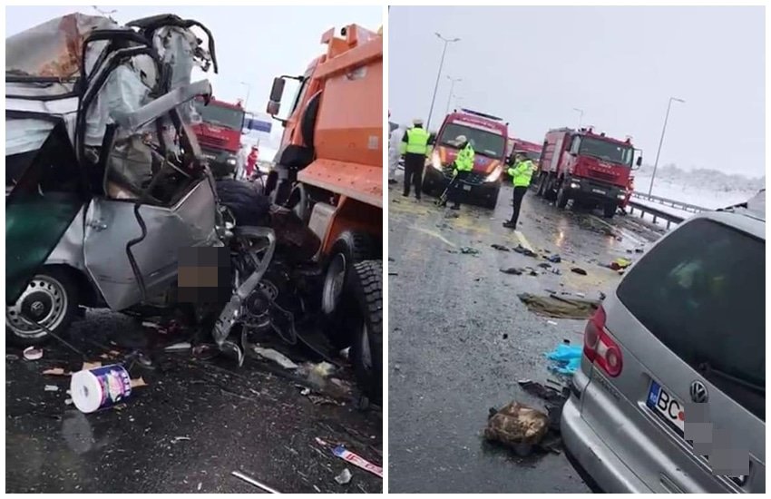 noi imagini de la accidentul cu trei morți de pe autostradă la sibiu