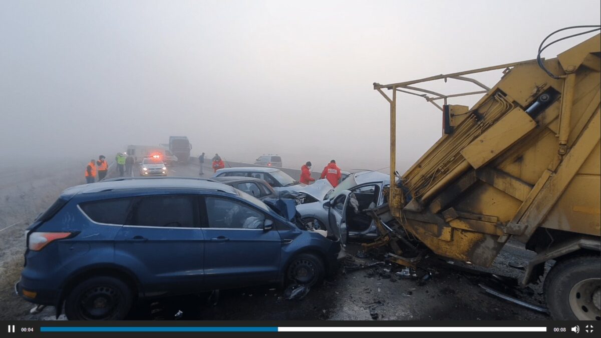 video foto - carambol cu 23 de mașini pe centura ocolitoare a brașovului