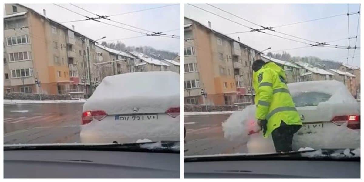 Ca la Sibiu - Un polițist din Brașov a șters luneta unei mașini la semafor