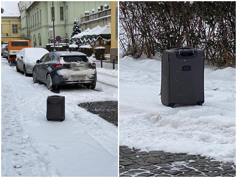 foto: valiză suspectă abandonată în centrul sibiului - a pus pe jar polițiștii