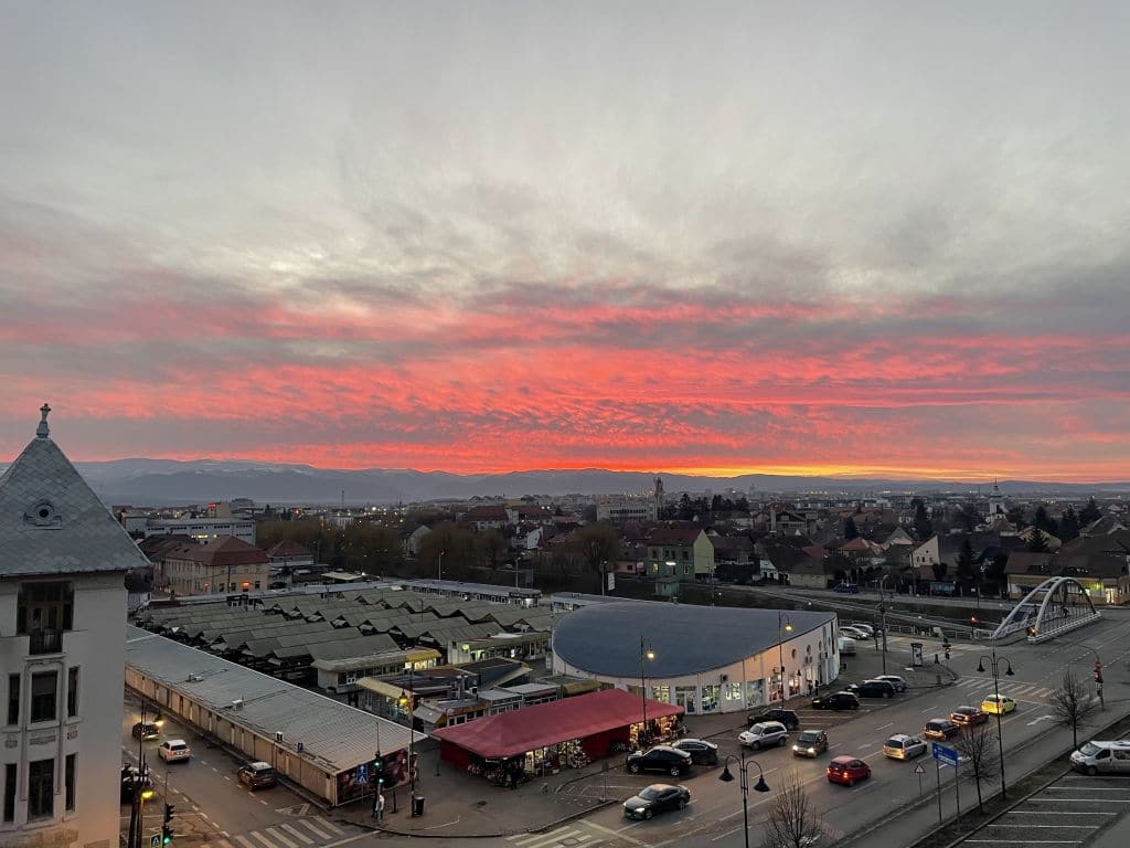 Apus de soare spectaculos la Sibiu - Imaginile sunt superbe