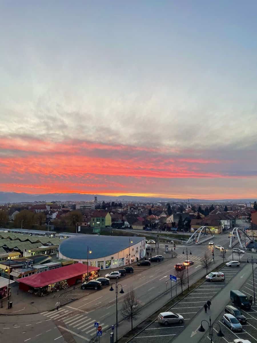 Apus de soare spectaculos la Sibiu - Imaginile sunt superbe