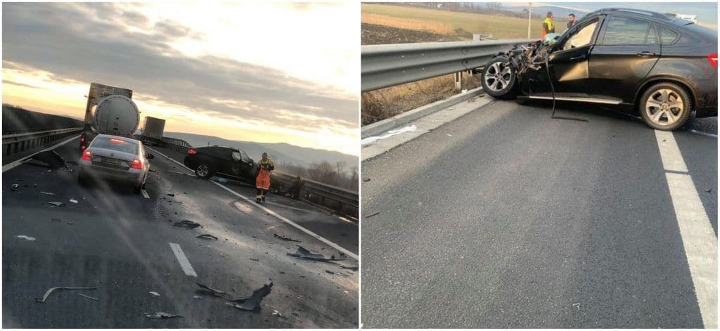 șoferul unui bolid de lux a adormit pe autostrada sibiu - sebeș și s-a izbit de un tir