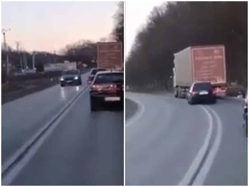 video: depășire periculoasă pe dn1 la bradu - șoferul a tăiat linia dublă continuă