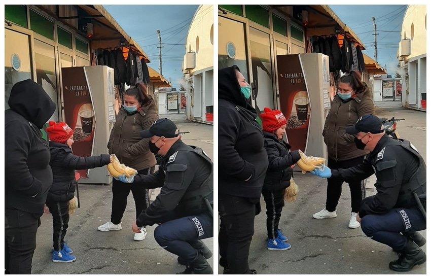 foto: gestul emoționant al unui polițist din sibiu - i-a înseninat ziua unei bunicuțe din piață