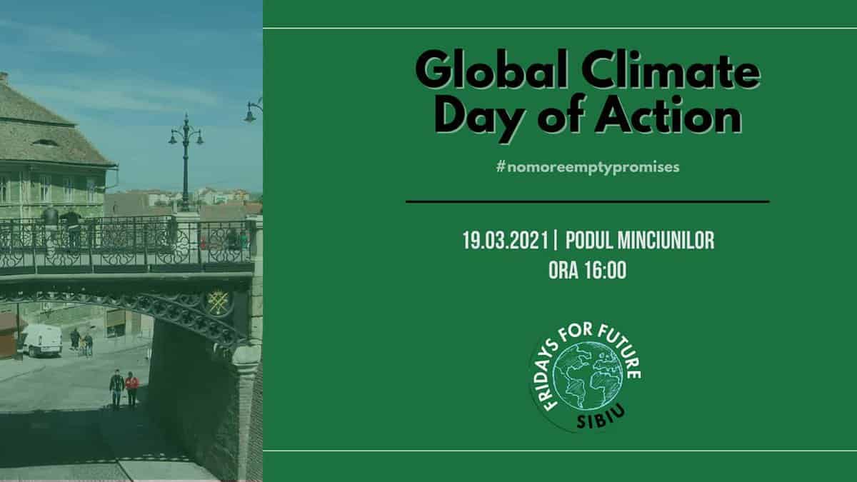 flashmob pe podul minciunilor din sibiu pe tema crizei climatice