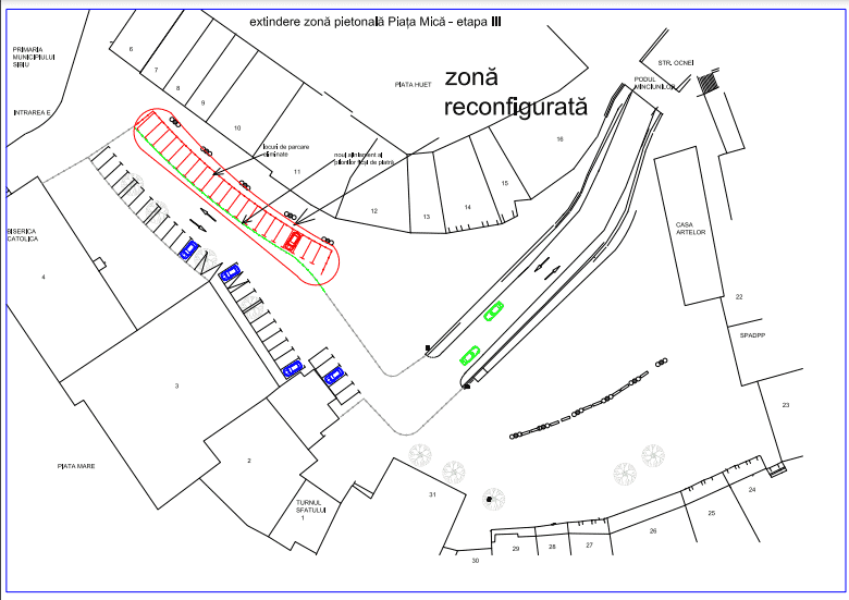 Se extinde zona pietonală în Piața Mică - Fără mașini parcate lângă muzeul Franz Binder