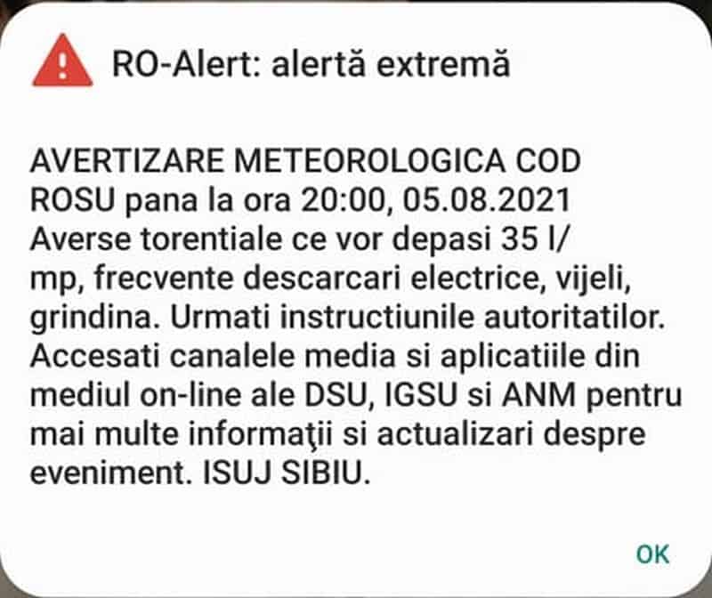 Sibiul și alte 18 localități din județ sub COD ROȘU de furtuni