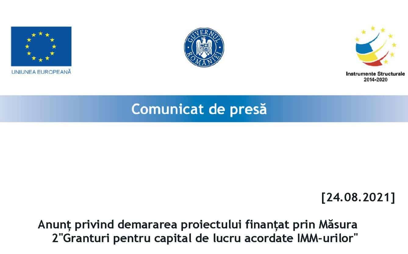 SC Pinconsult Invest SRL anunță lansarea proiectului finanțat prin Măsura 2 "Granturi pentru capital de lucru acordate IMM-urilor"