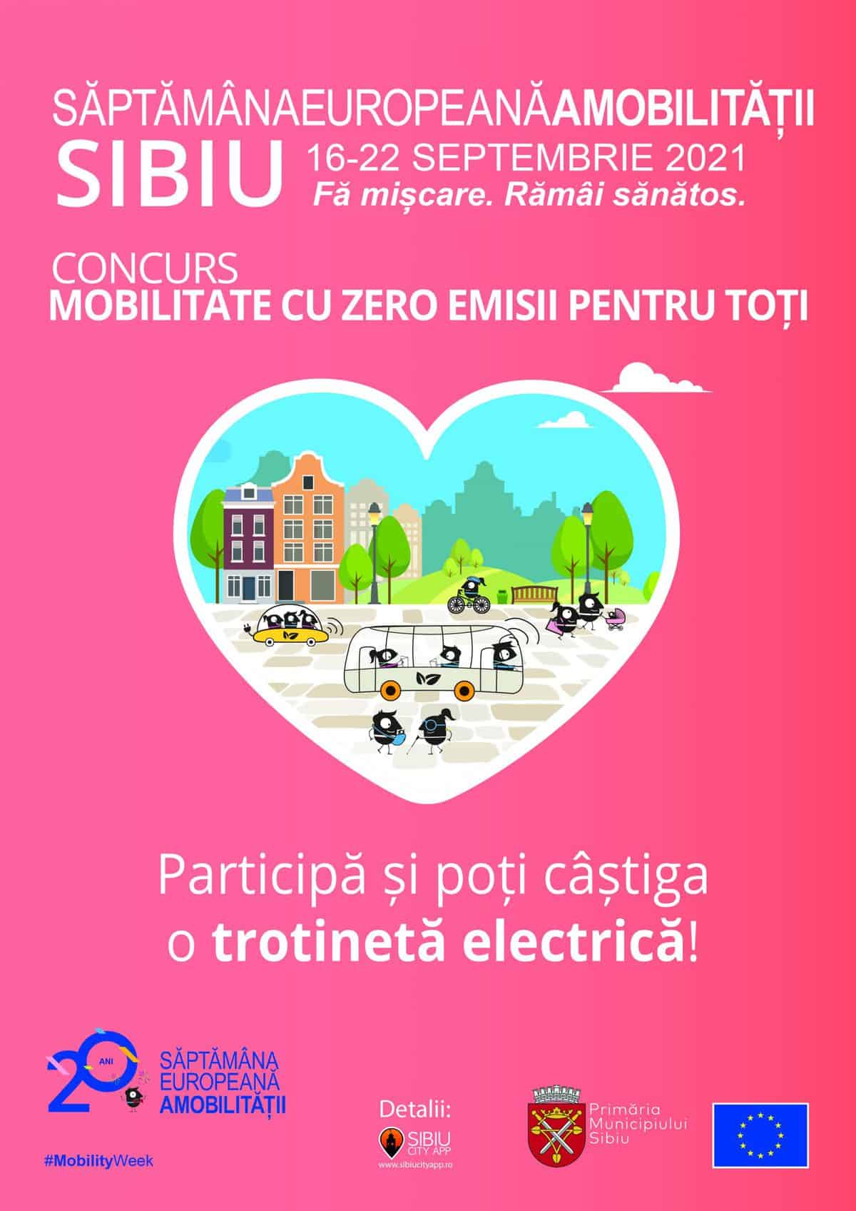 săptămâna europeană a mobilității în sibiu - sâmbătă începe concursul pentru cei mari, cu premii în trotinete electrice