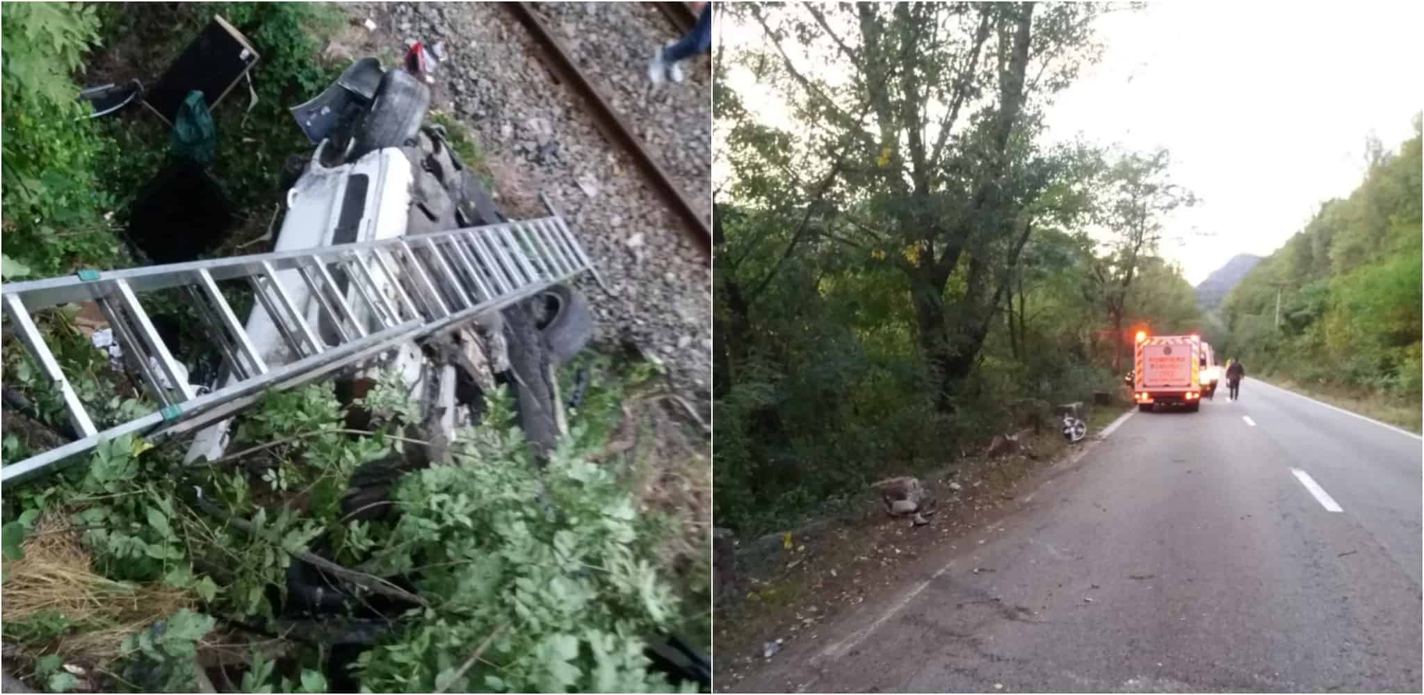 FOTO: Accident pe Valea Oltului cu patru victime - O mașină a sărit lângă calea ferată