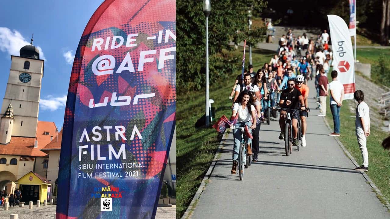 tur ciclist pe străzile din sibiu spre muzeul astra la aff: ride-in@aff2021