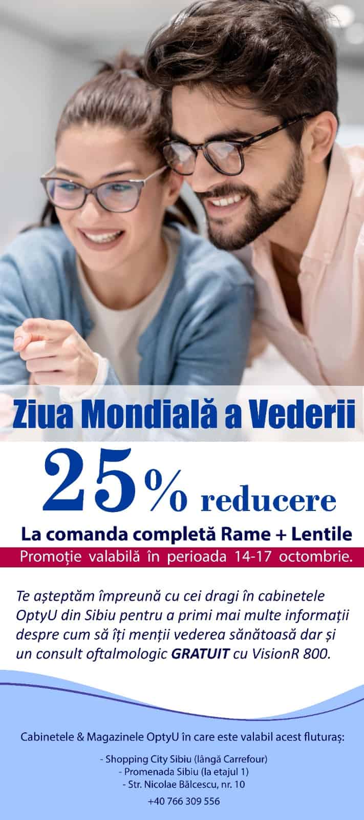 de ziua mondială a vederii optyu are grijă de ochii tăi și oferă consultații gratuite