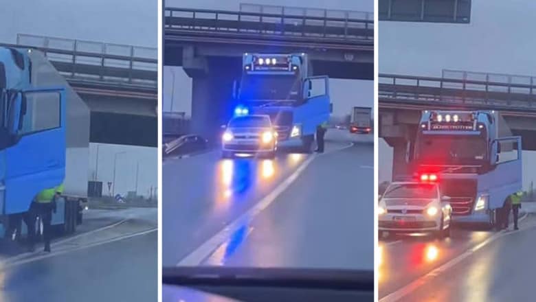 Incident armat pe autostrada A1 Deva Nădlac - Un polițist avertizează un șofer de tir