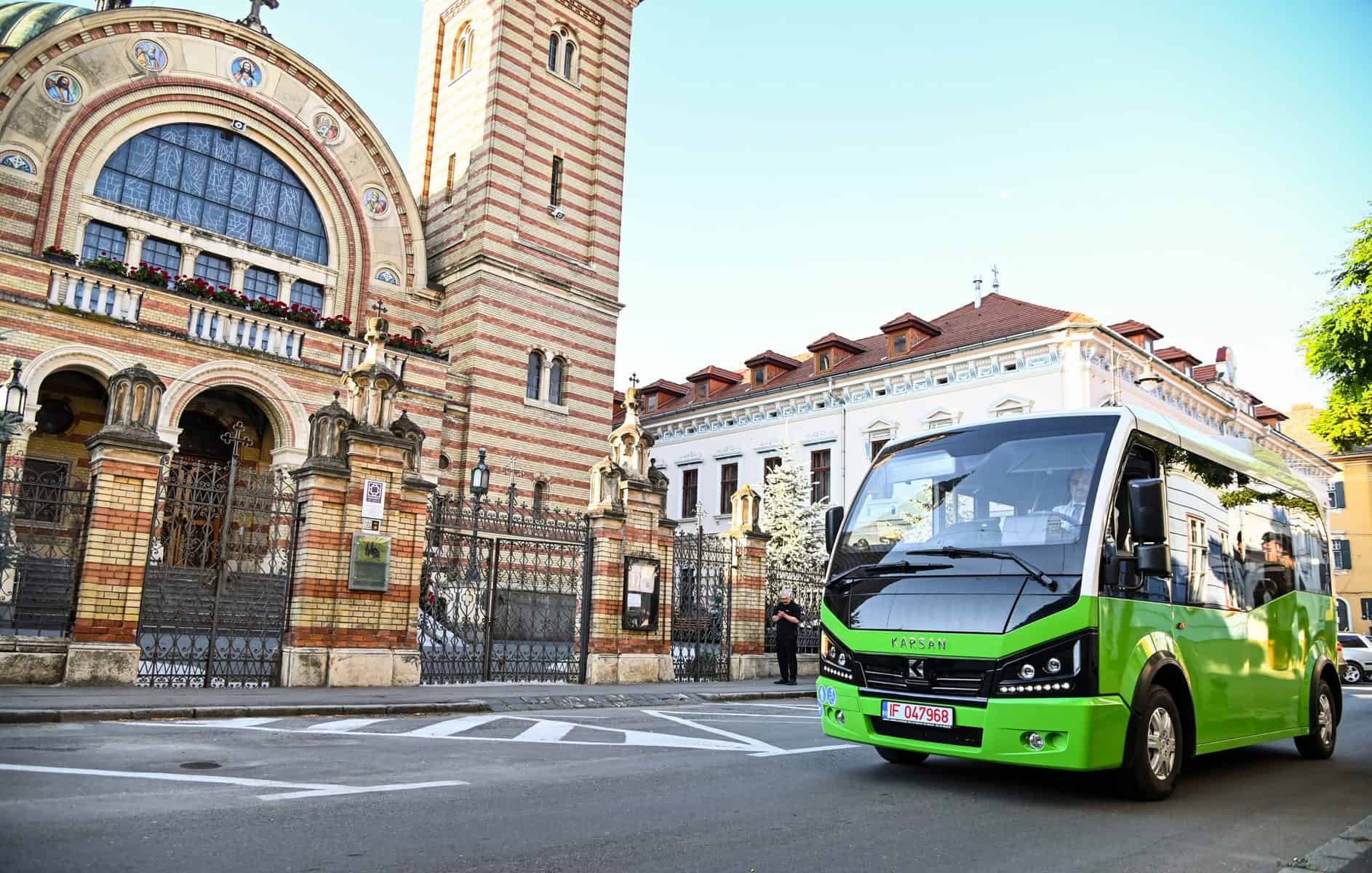 linia verde se extinde în afara zonei centrale a sibiului - minibuzele electrice au încă șapte stații in plus pe traseu