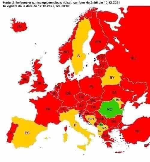 România, singura țară din Europa care se află pe lista verde din punct de vedere epidemilogic